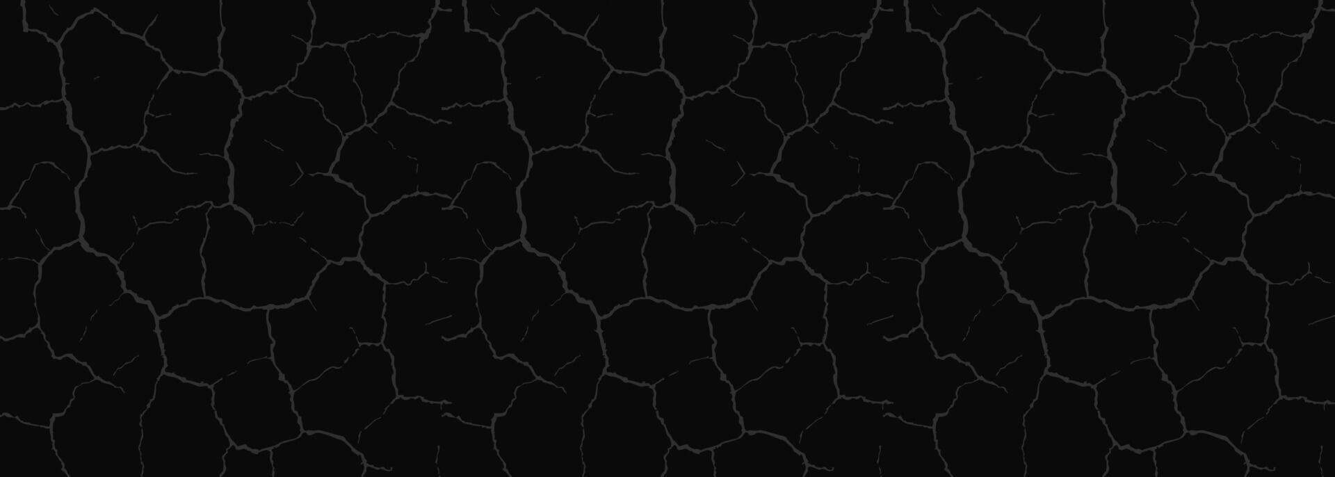 Grunge Cracked Ground Texture on Black Background. Perfect for Dark BG, Disaster Poster, Horror Design, or Earthquake Concept Art. Strong Contrast Surface. Illustration vector
