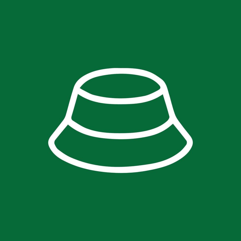 Stylish Bucket Hat Simple Line Art on Green Background for Fashion vector