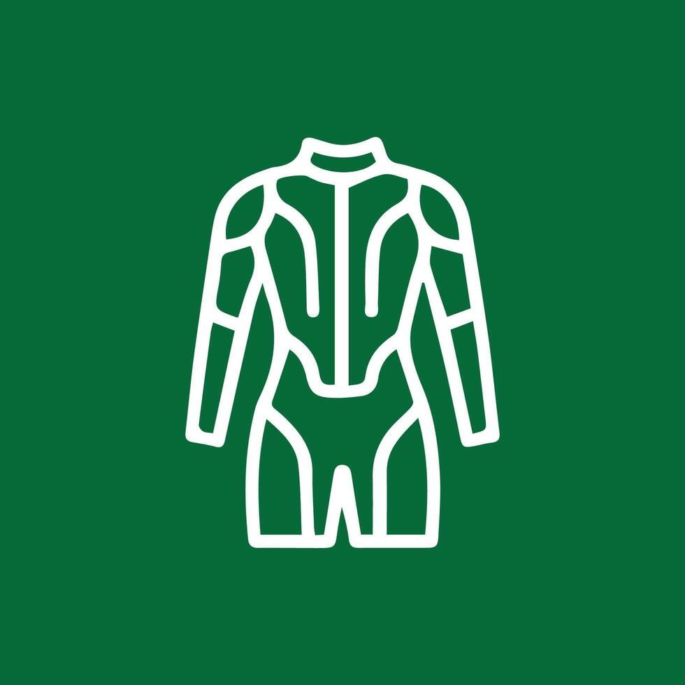 Sleek Wetsuit Design Line Art on Forest Green Perfect for Athletes vector
