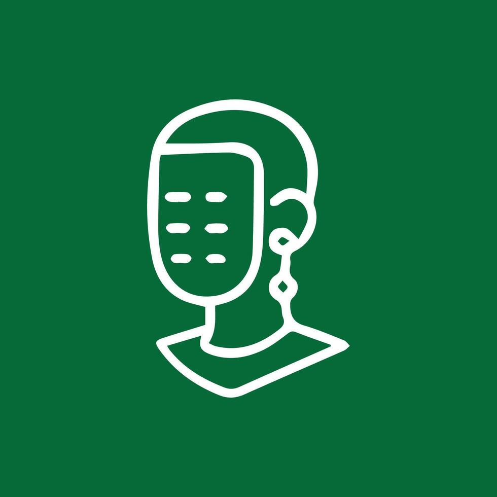 Abstract Face Line Art Against a Deep Forest Green Backdrop Creates Intrigue vector