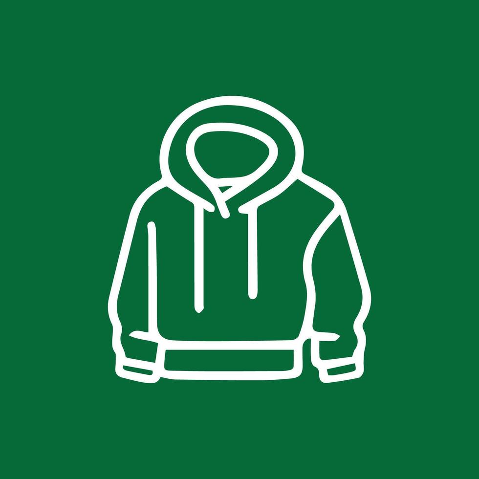 Cozy White Hoodie Icon Against a Deep Green Minimalist Design vector