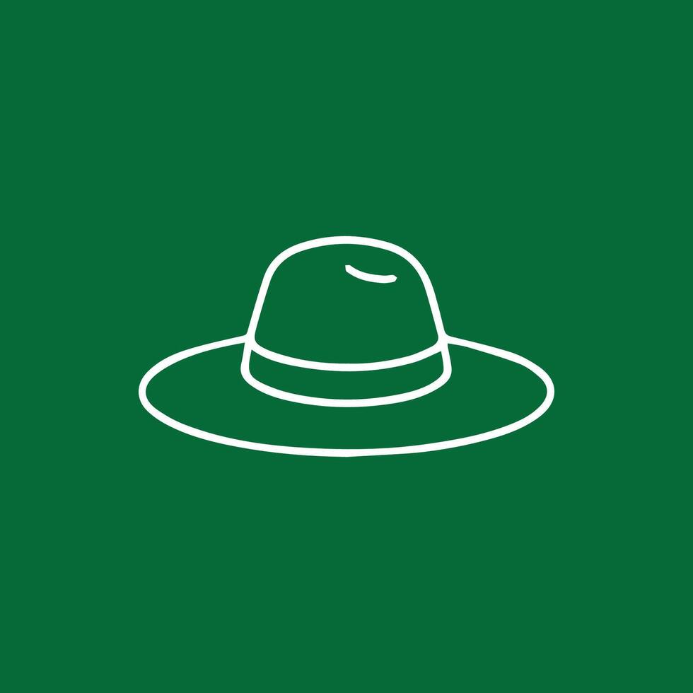 Stylish Summer Hat Icon Minimalist Design on Emerald Green Backdrop vector