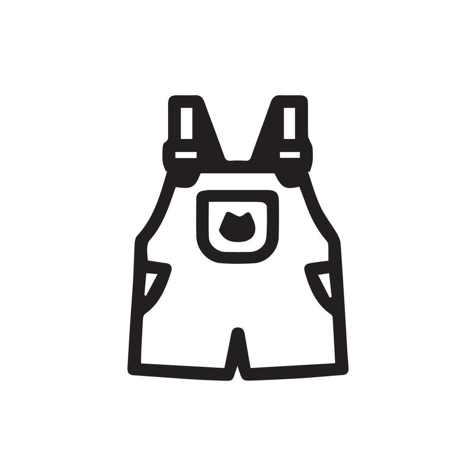 Adorable Baby Overalls Graphic Simple Charm in Black and White Design vector