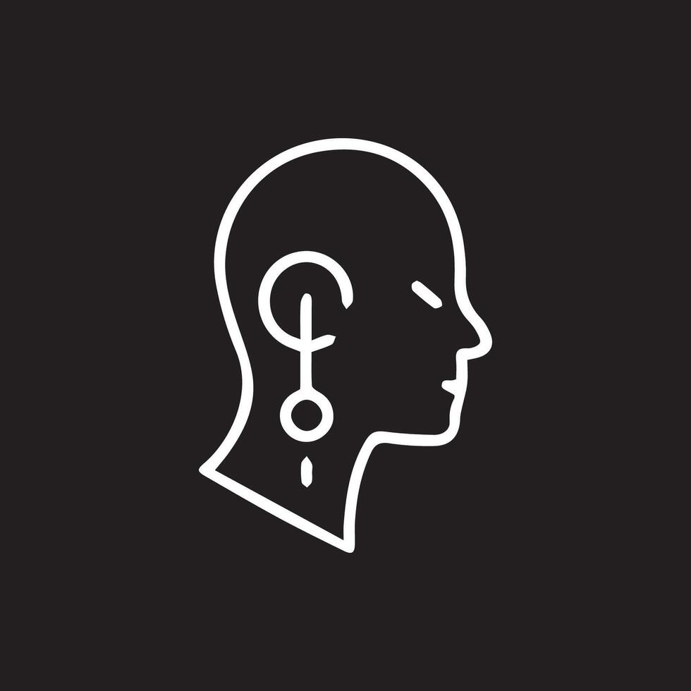 Minimalist Head Silhouette with Elegant Piercing Beautiful Design vector