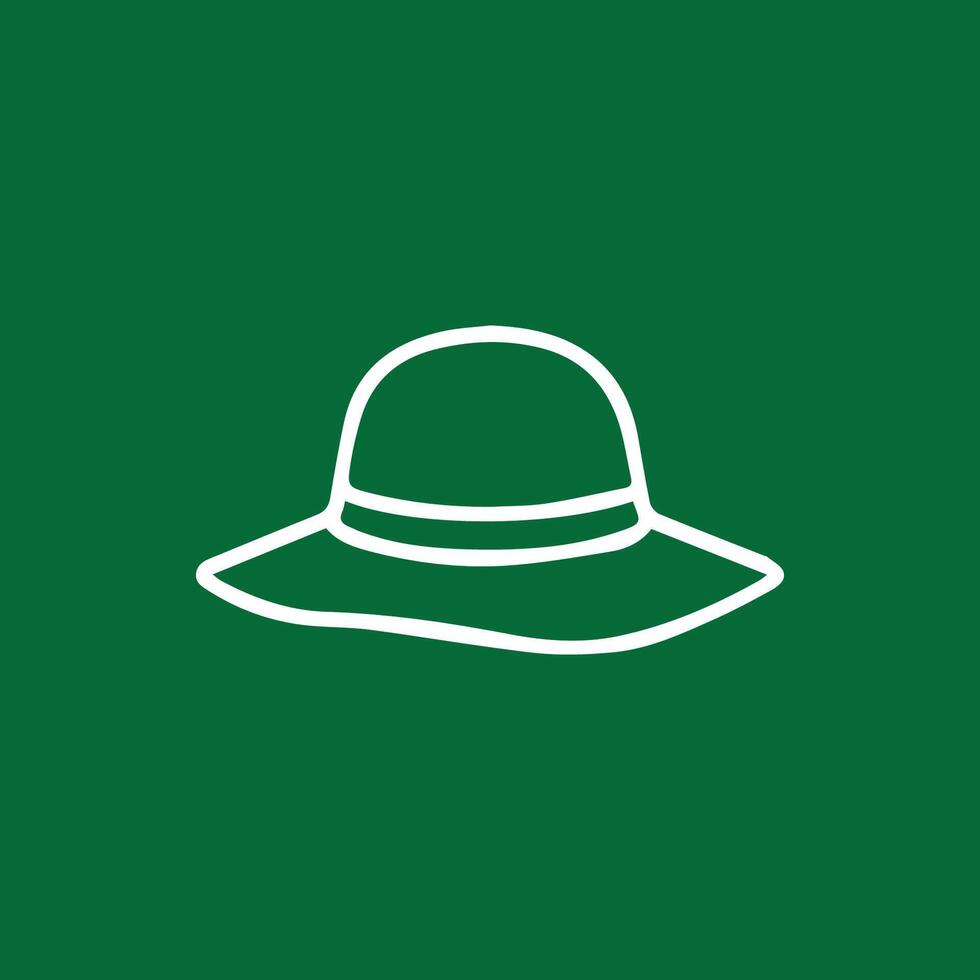 Elegant Wide Brimmed Hat Isolated on a Green Background Simple Design vector