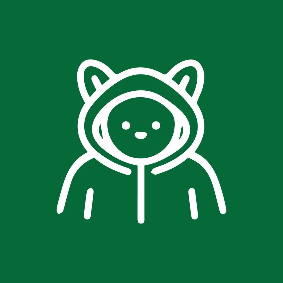 Cute Little Character in a Cozy Hoodie Against a Solid Green Backdrop vector