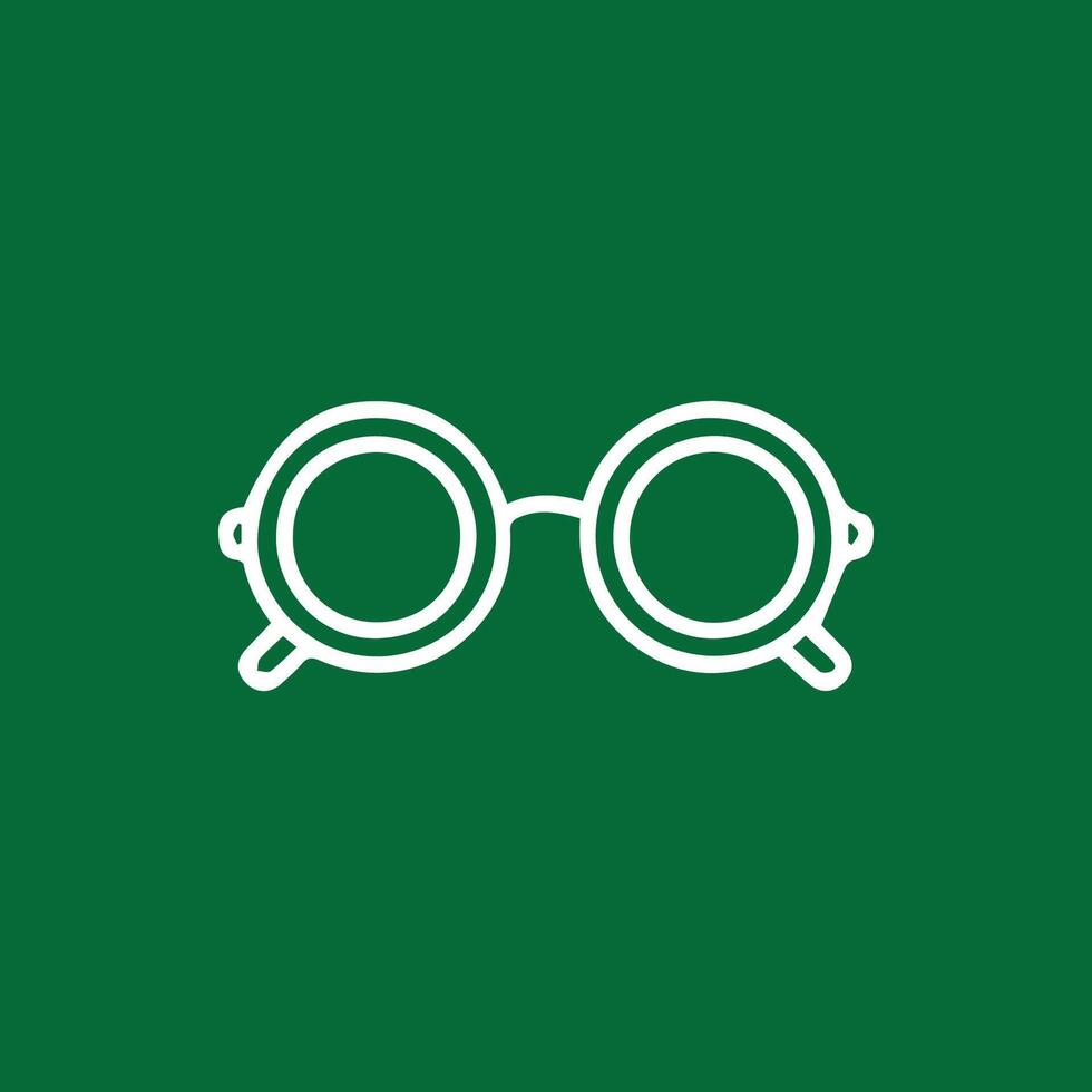 Stylish Eye Glasses Simple White Outline on a Emerald Green Background vector