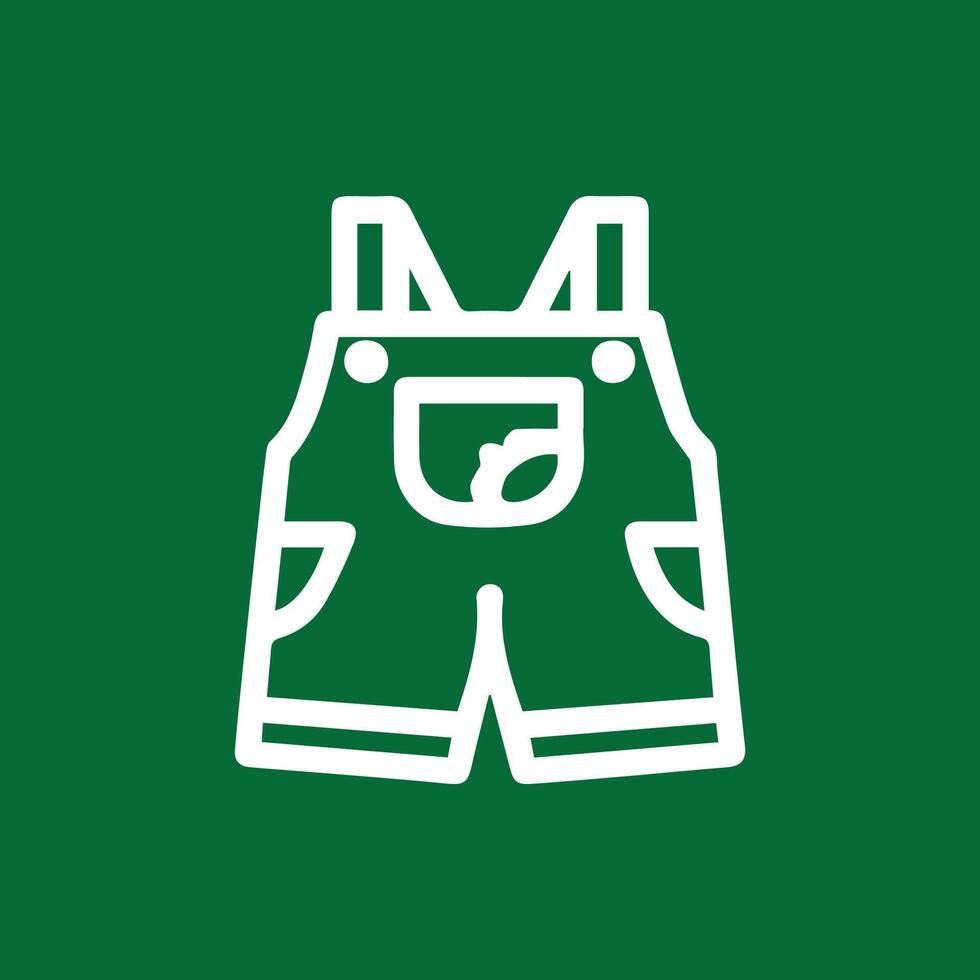 Stylish Childrens Overalls in White on Green Backdrop Fashion Design vector