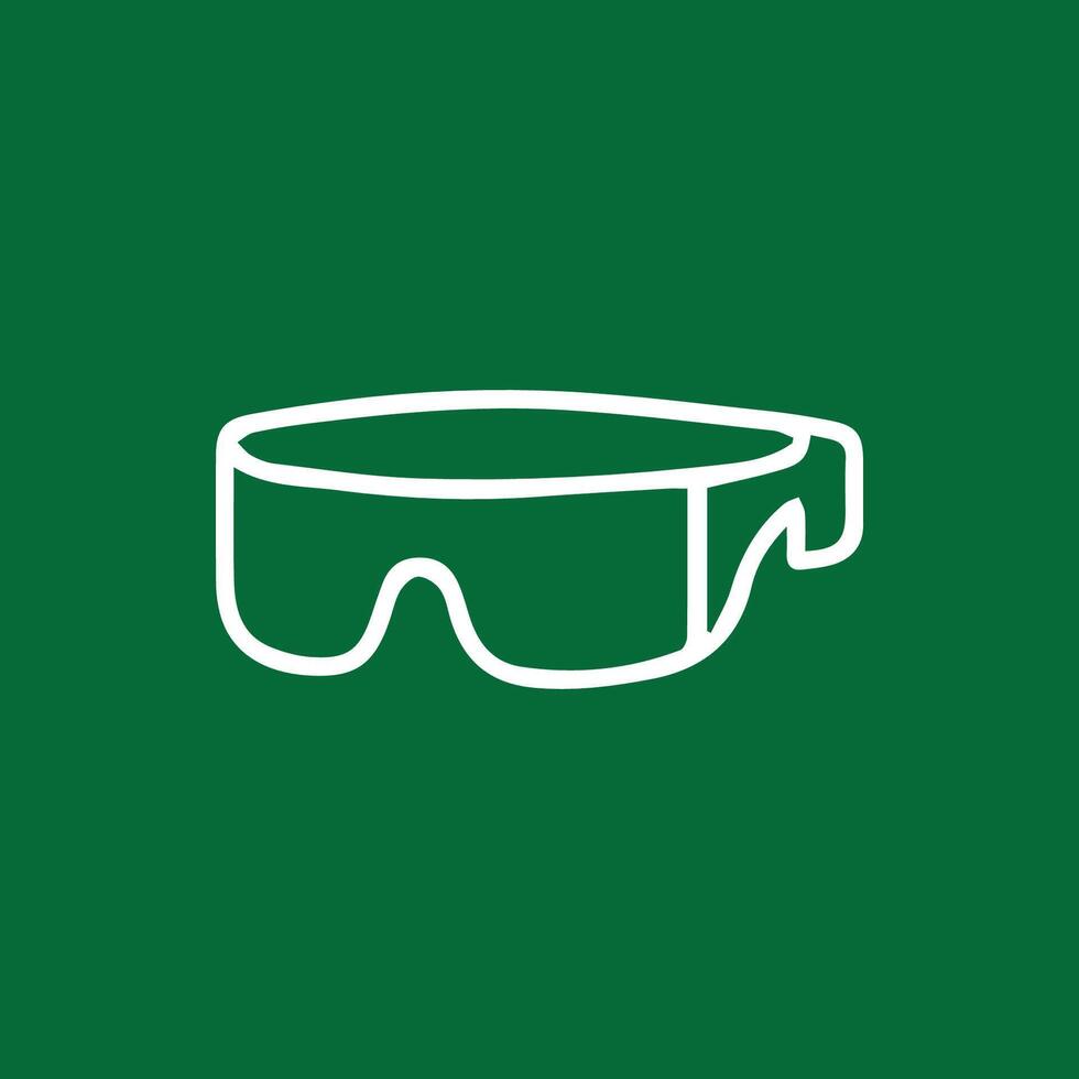 A Sleek White Outline Depicts Virtual Reality Glasses on Green Backdrop vector