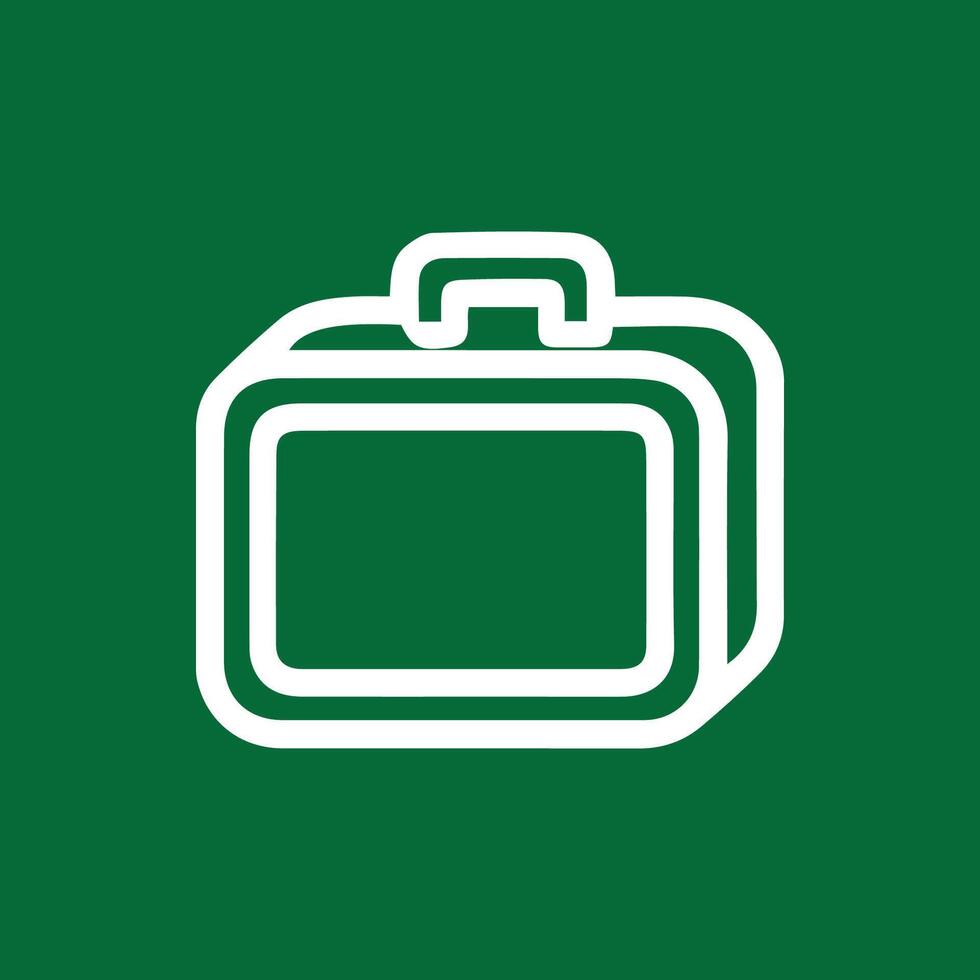 Stylish White Lunchbox Icon Design on Emerald Green Background vector