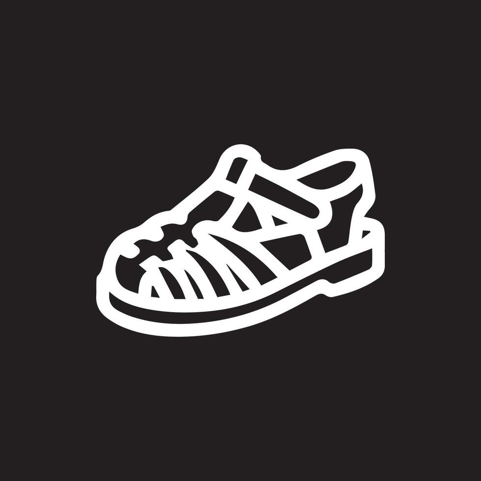 A classic summer sandal white outline on black for breezy days and adventures vector