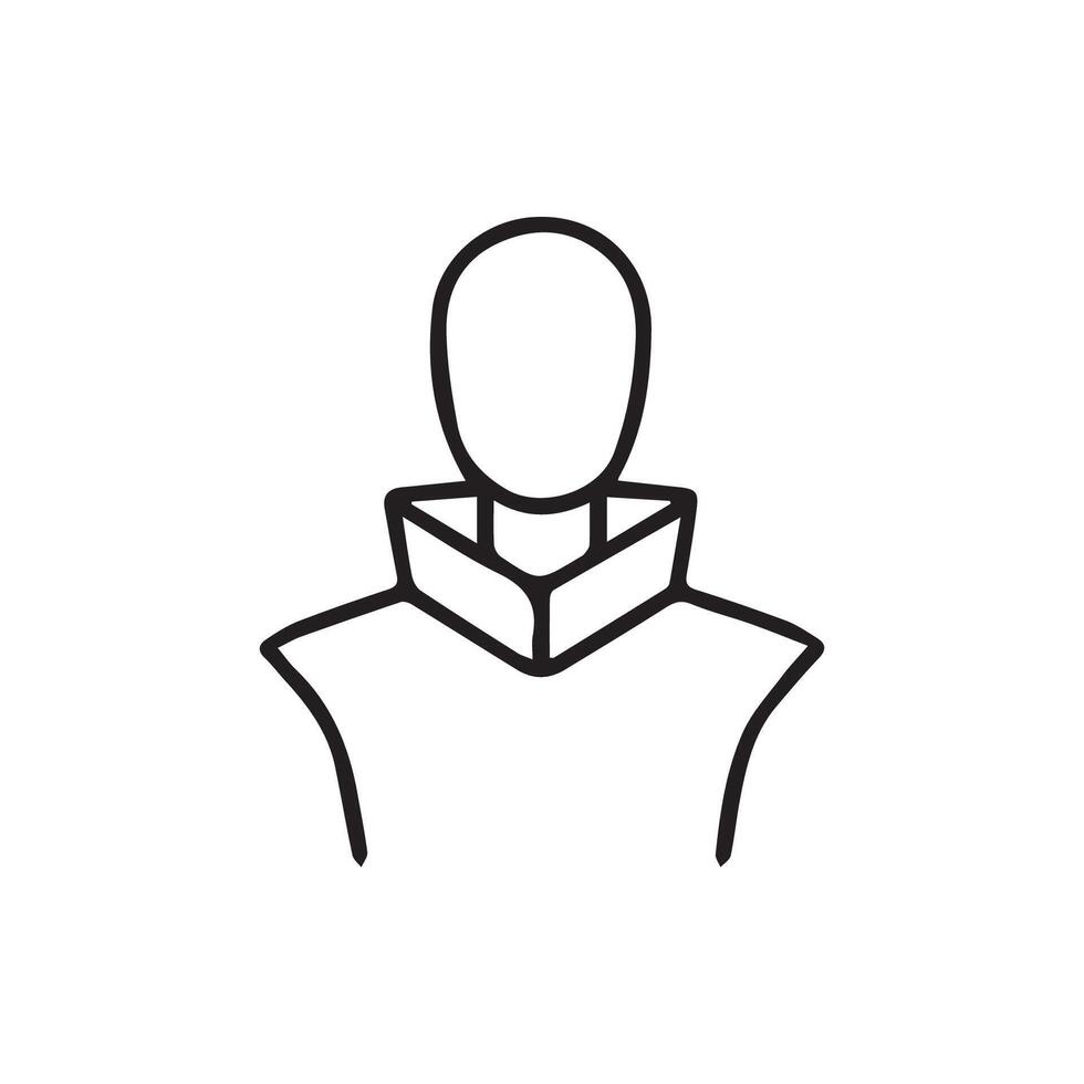 Minimalist Character Silhouette with Bold Collar Design Illustration vector