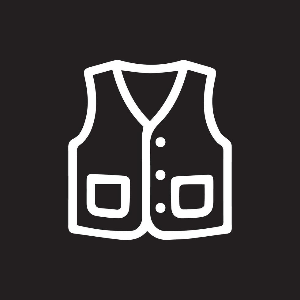 Stylish white vest with pockets outlined against a black backdrop vector
