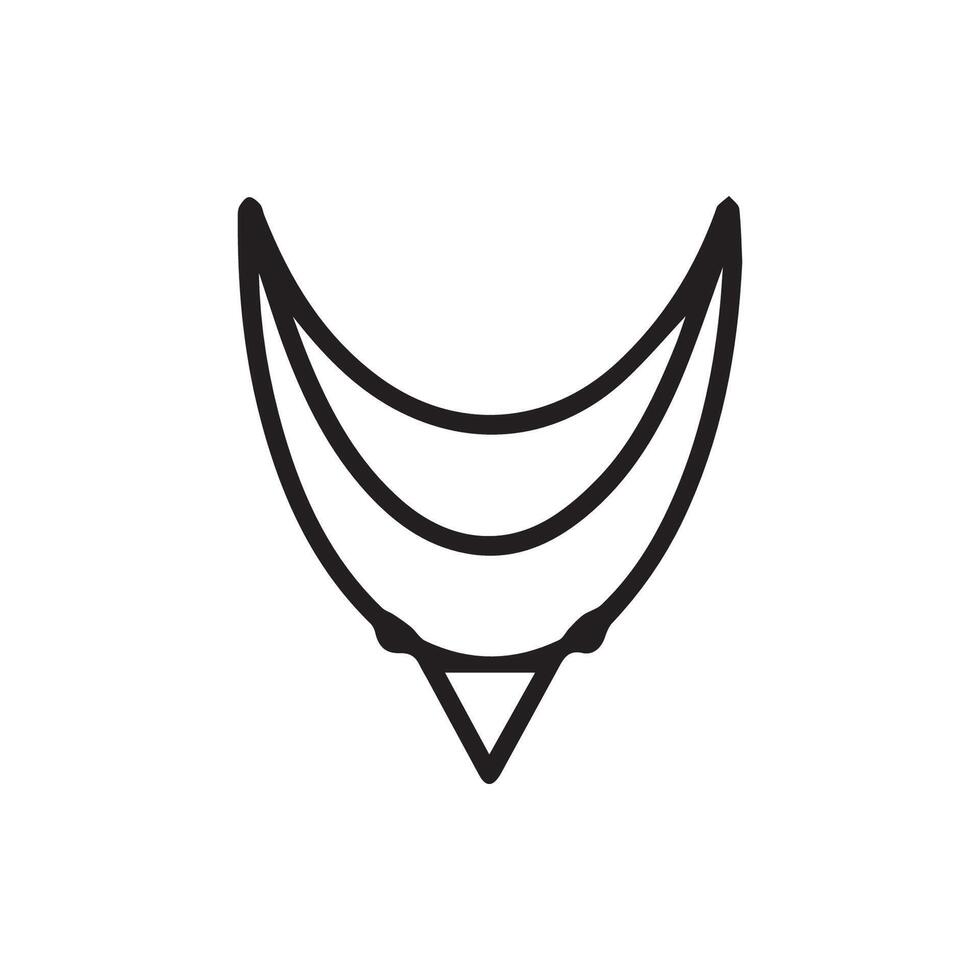 Abstract geometric shape with curved lines and a triangle at the bottom vector