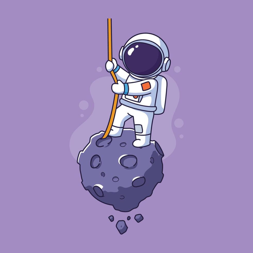 Cute Astronaut on the asteroid. illustration. Cartoon character. vector
