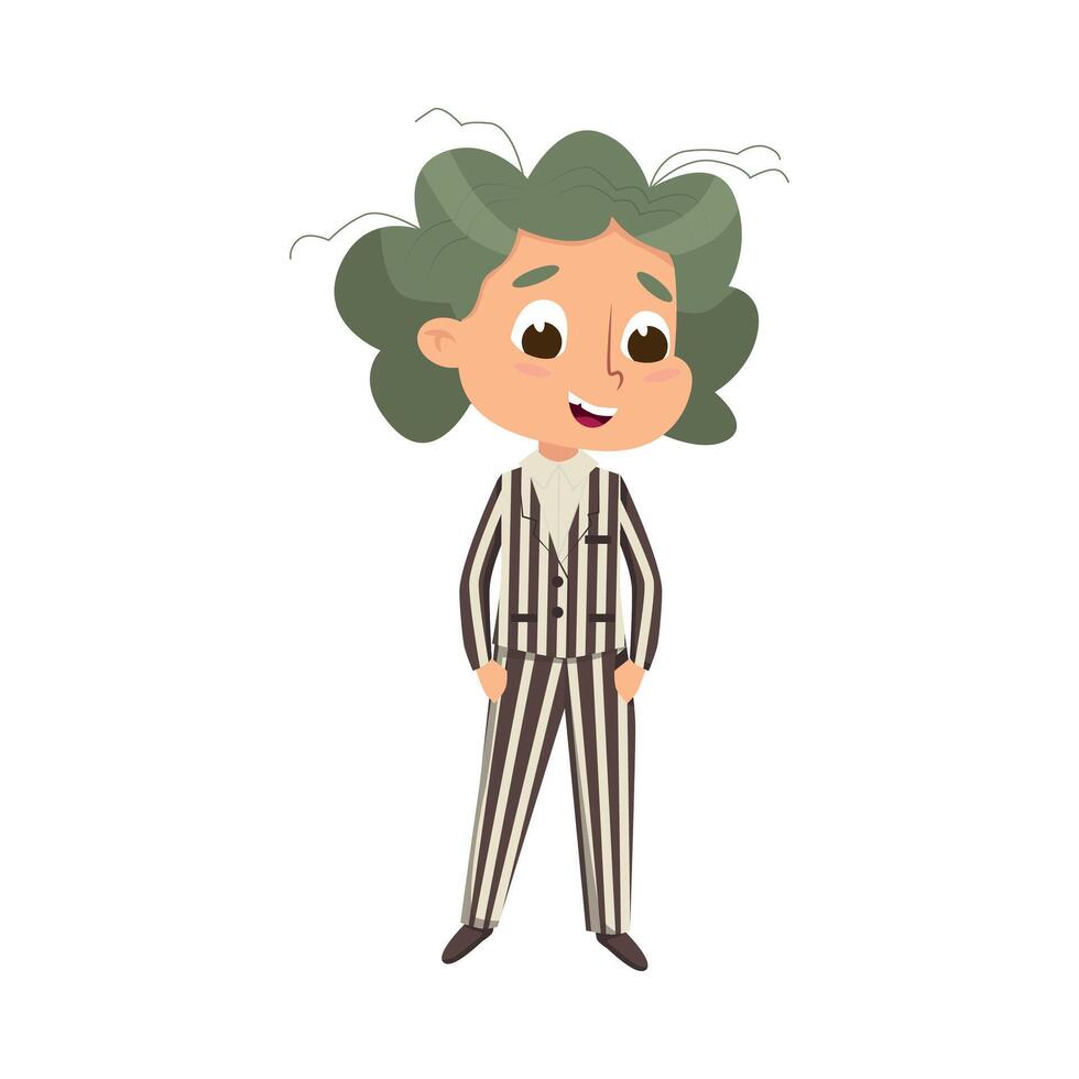 Funny Boy Dressed in Striped Halloween Costume Illustration vector