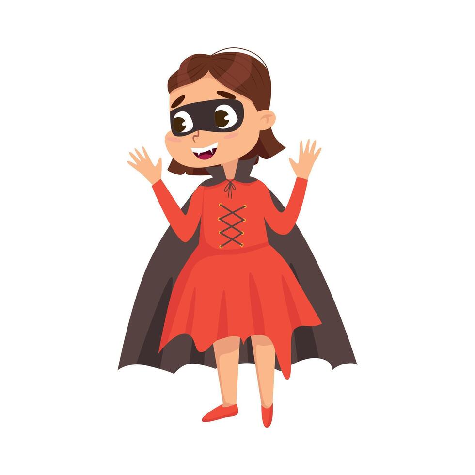 Cute Girl Dressed in Halloween Dracula Costume Illustration vector