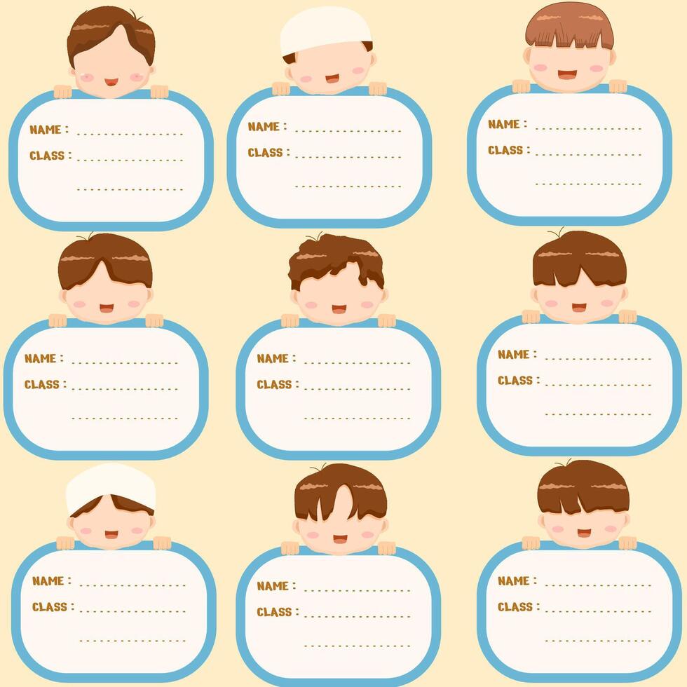 name tag for boy collection vector