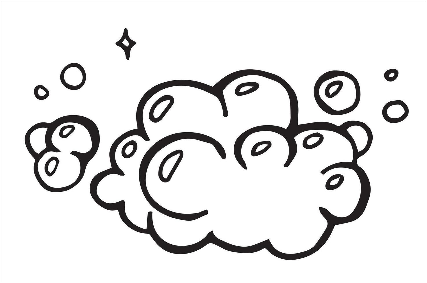 cute doodle illustrations of foam, soap bubbles. vector