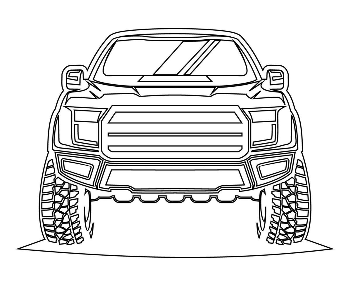 pick up truck line design illustration art vector
