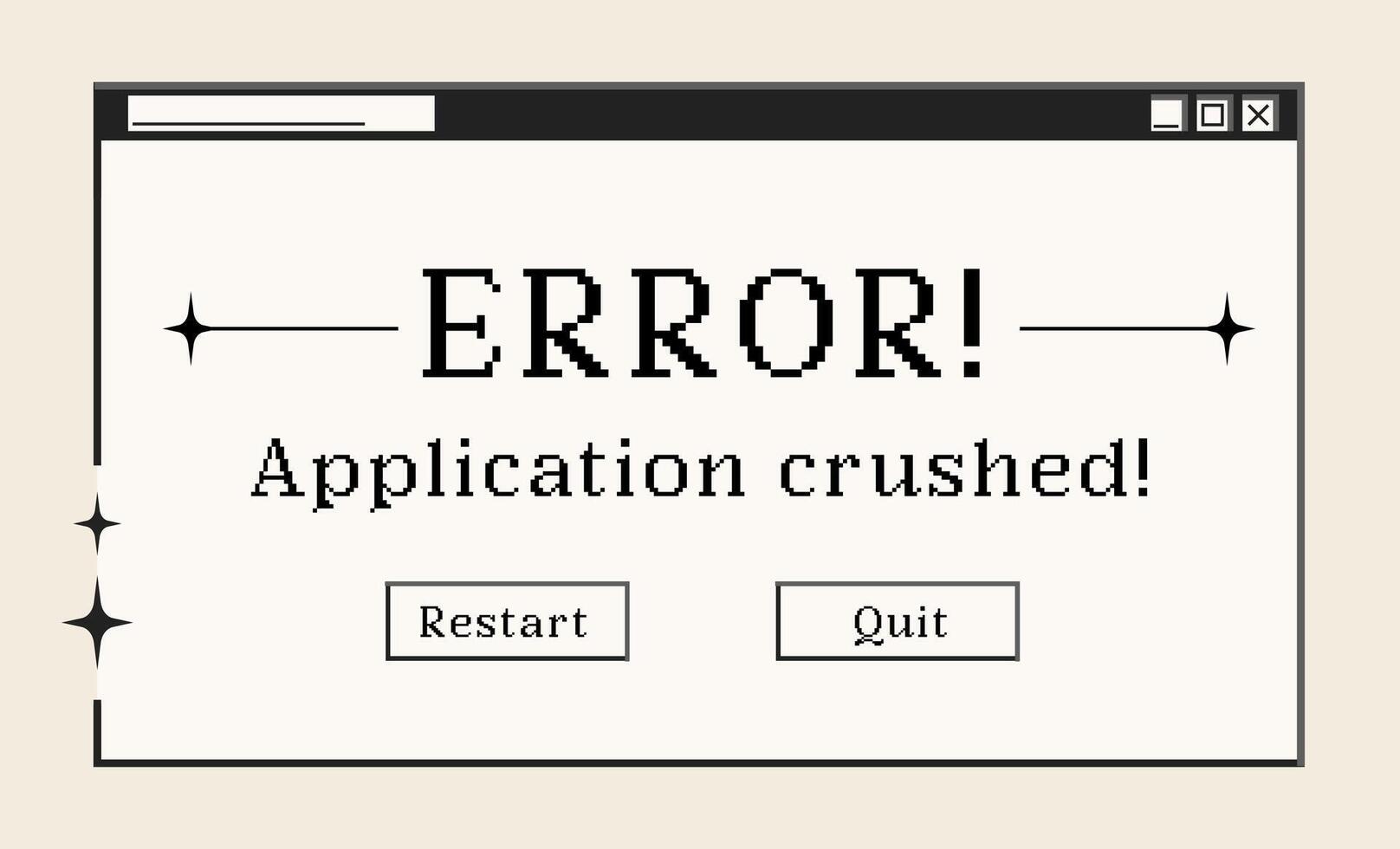 Retro computer window and dialogue screen with Error message, interface in 00s aesthetics. illustration and graphic design element. vector
