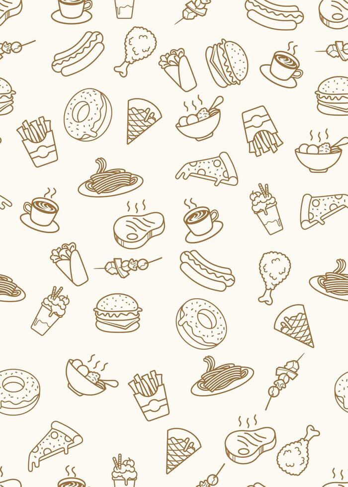 Fast food seamless pattern background vector