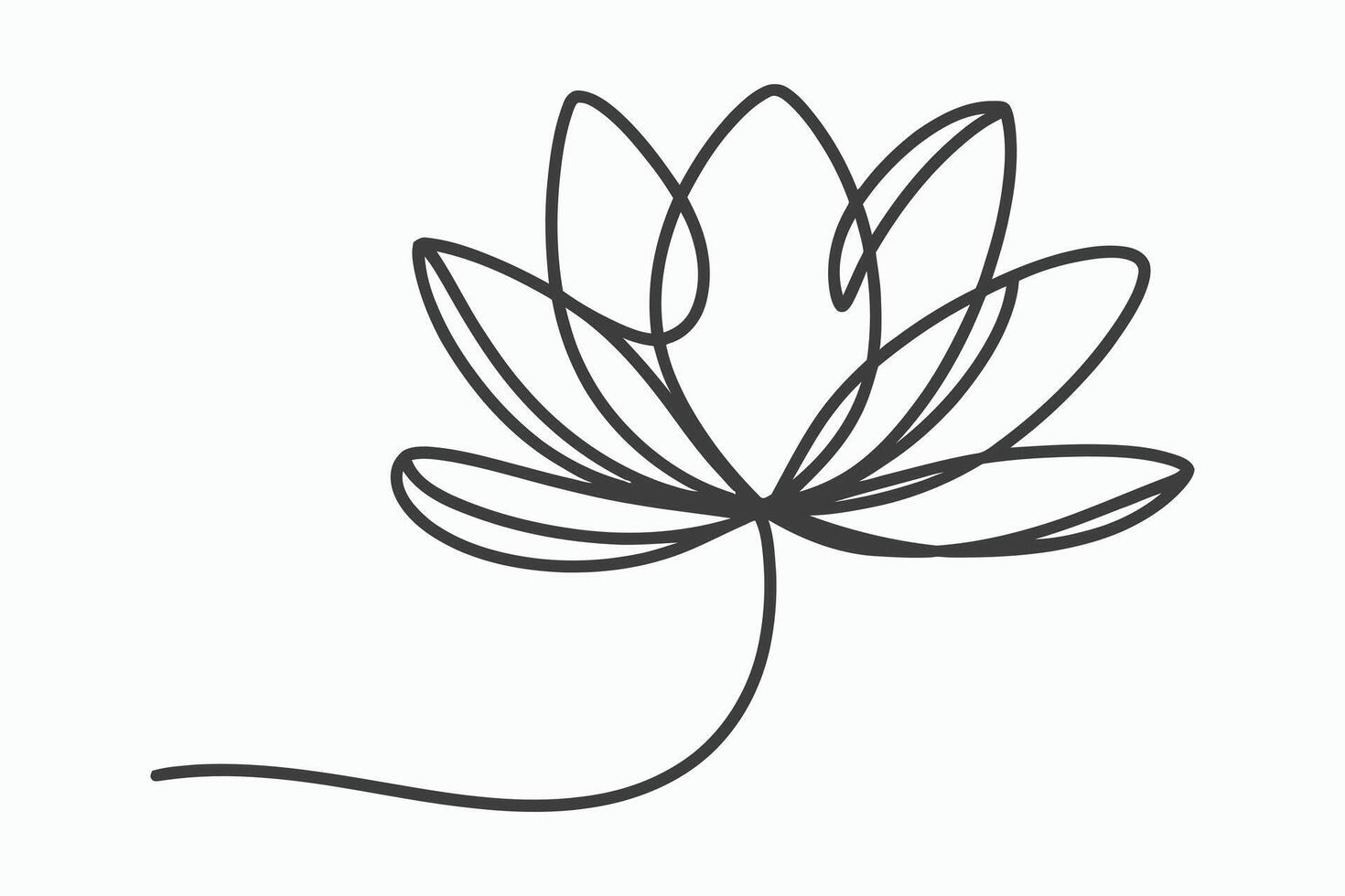 Single line drawing of a simple lotus flower vector