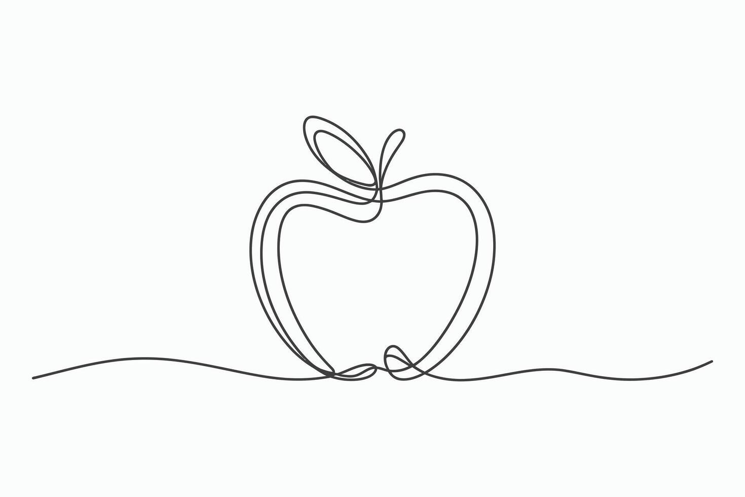 Single line drawing of an apple fruit minimalist design vector