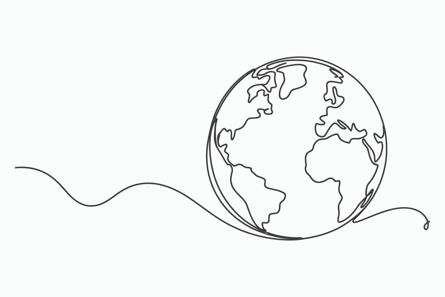 Single line drawing of the earth globe vector