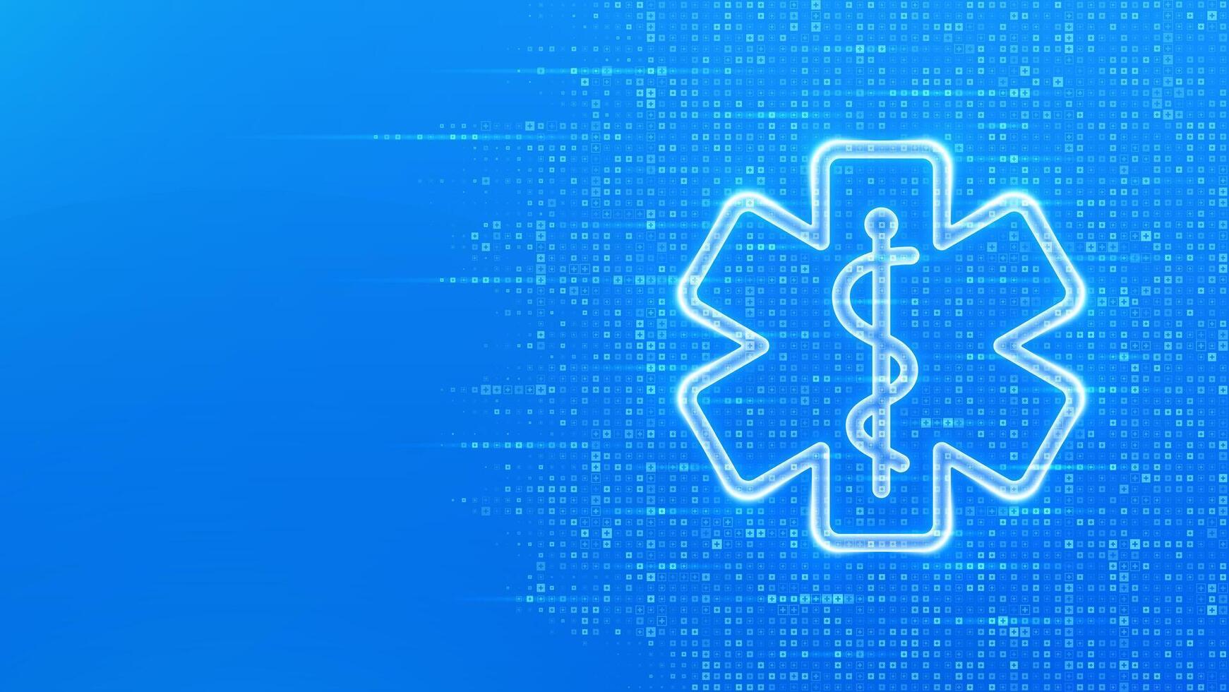 Emergency medical services icon on blue medical background made with cross shape symbol. Emergency call. Online medical support. Medicine and healthcare application. vector