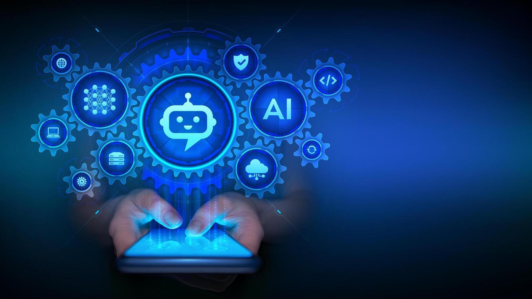 AI chatbot technology on smartphone vector