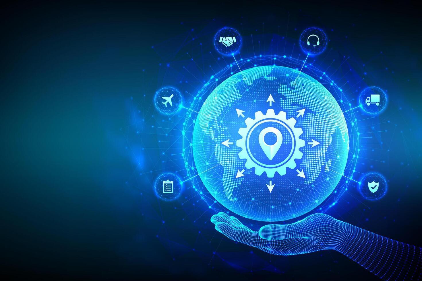 Digital globe with logistics icons vector