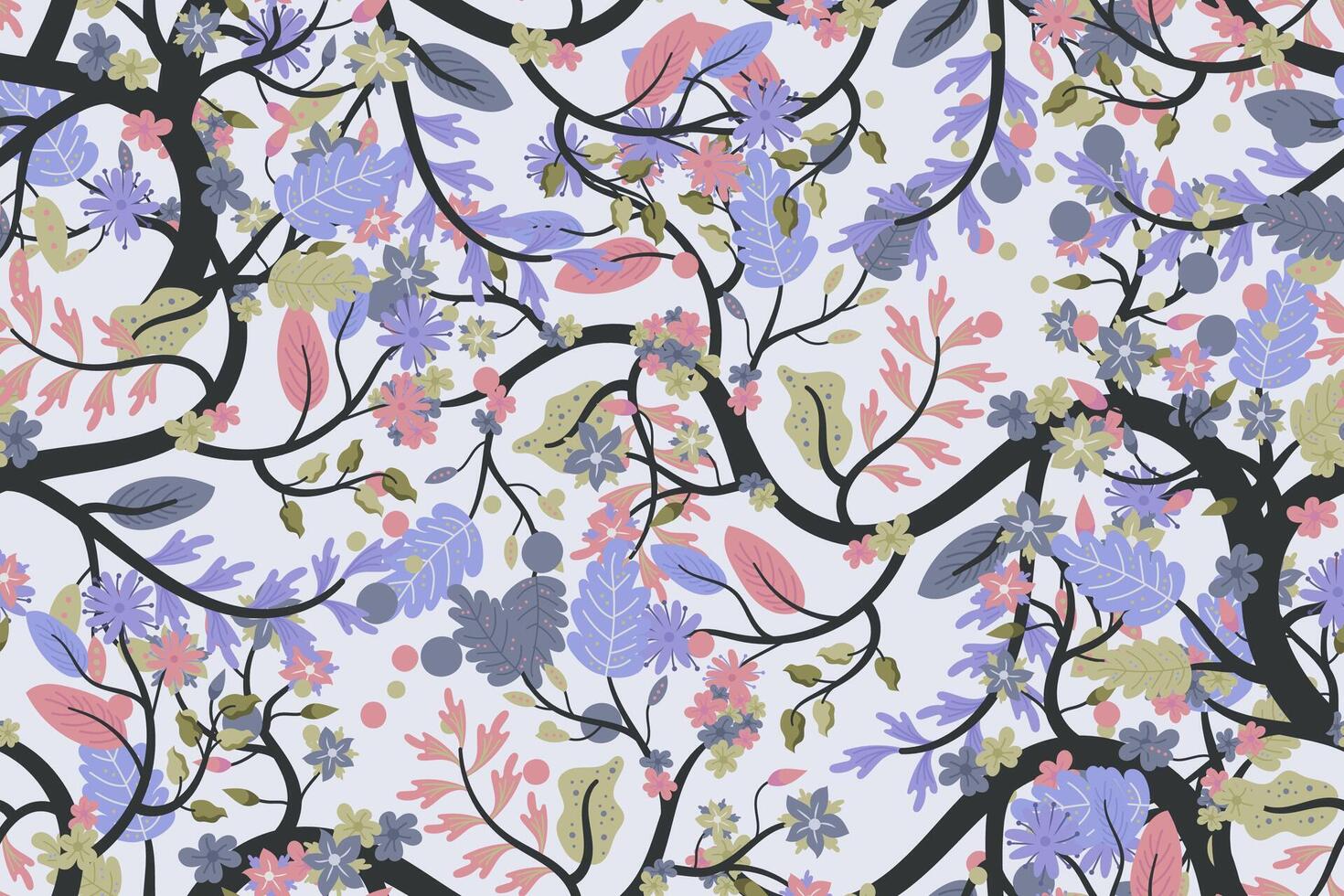 Colorful floral design with branches and leaves vector