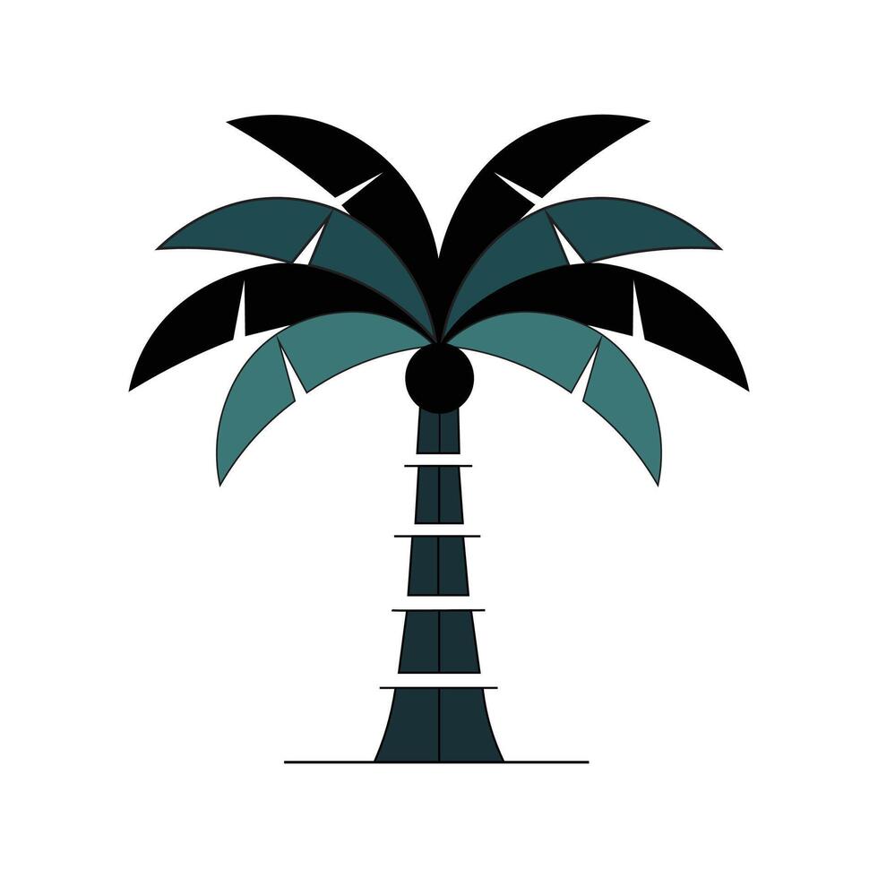 Stylized Teal and Black Palm Tree Illustration design vector