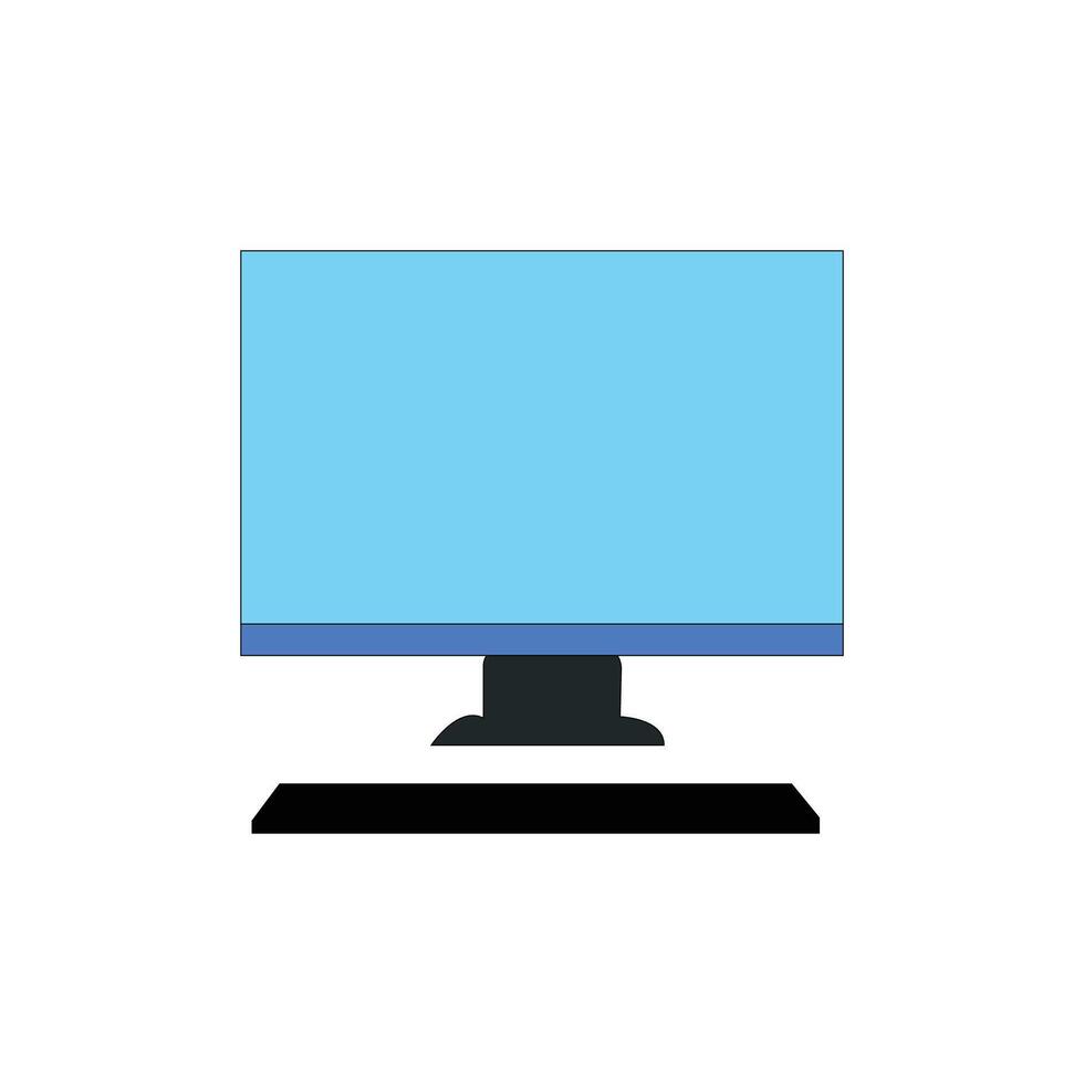 Flat Computer Monitor Illustration on White Background Modern Minimalist Desktop Icon Design . vector