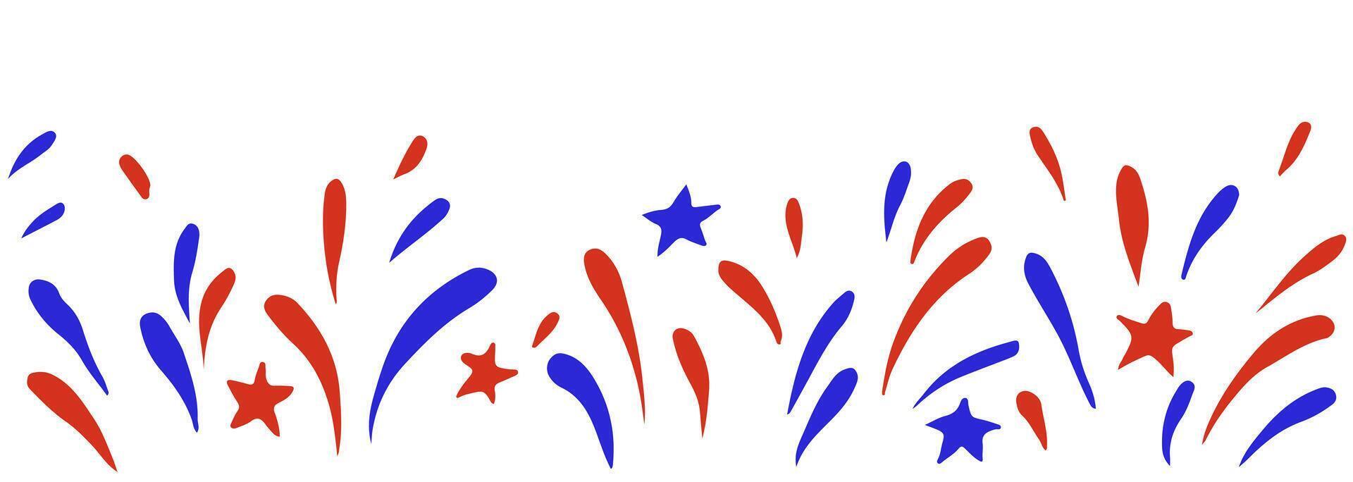 Seamless frame of fireworks and stars for American Independence Day. vector
