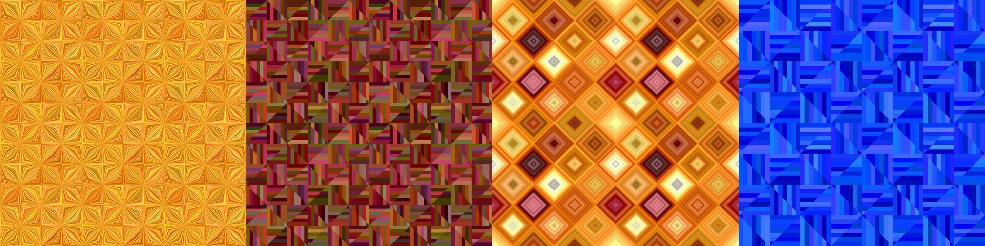 Seamless color geometrical pattern background set vector
