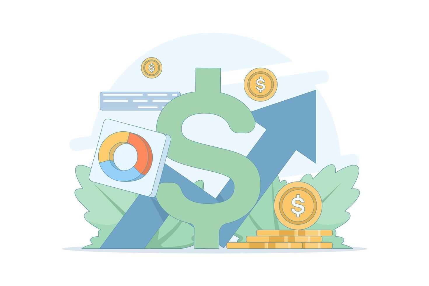 Financial planning concept. With increasing finance. Business growth, investment success, progress or profit growth. Income continues to increase. Financial condition data. vector