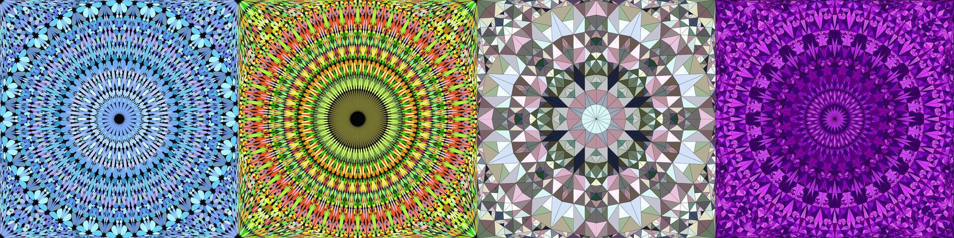 Seamless geometric mandala pattern design set vector
