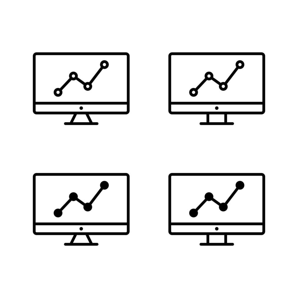 Line chart on computer screen icon. Statistics report sign symbol vector