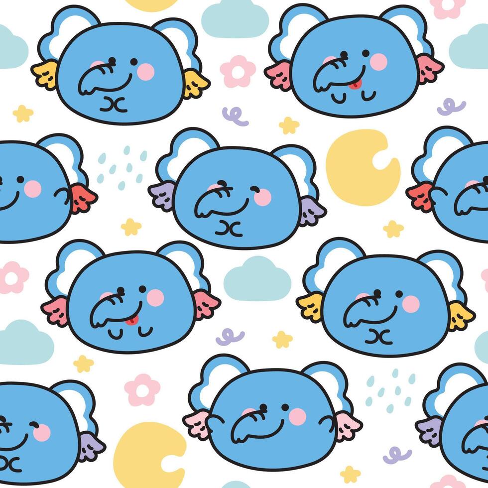 Cute blue elephant pattern design vector