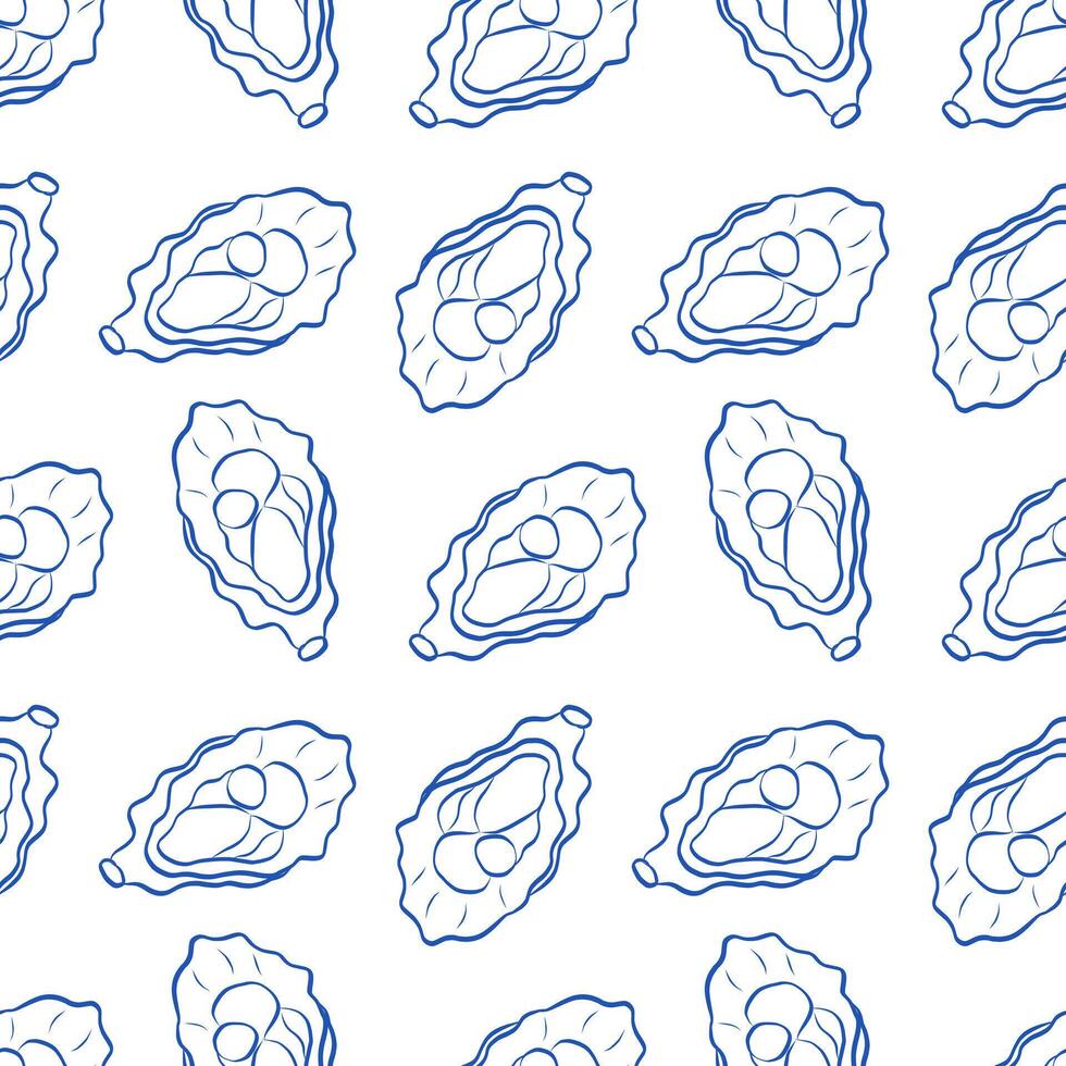 A Beautiful and Seamless Pattern Featuring Blue Oysters Set Against a Crisp White Background vector