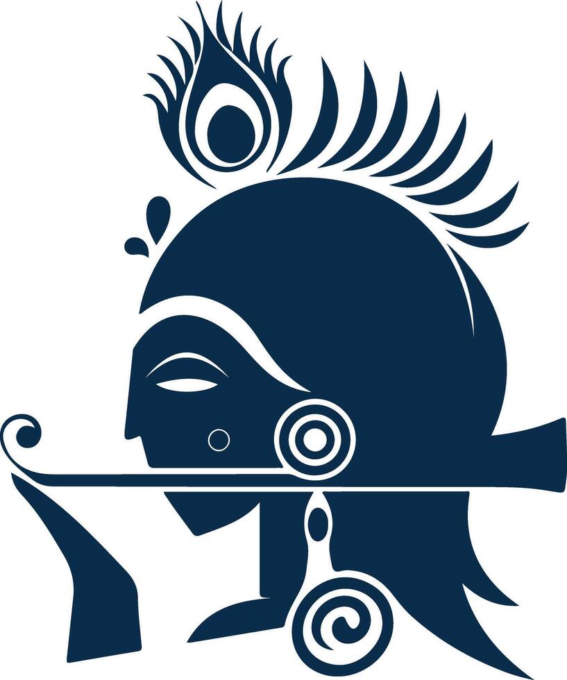 Krishna Playing Flute Silhouette vector