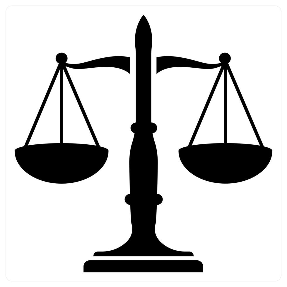 Justice icon concept in black color vector