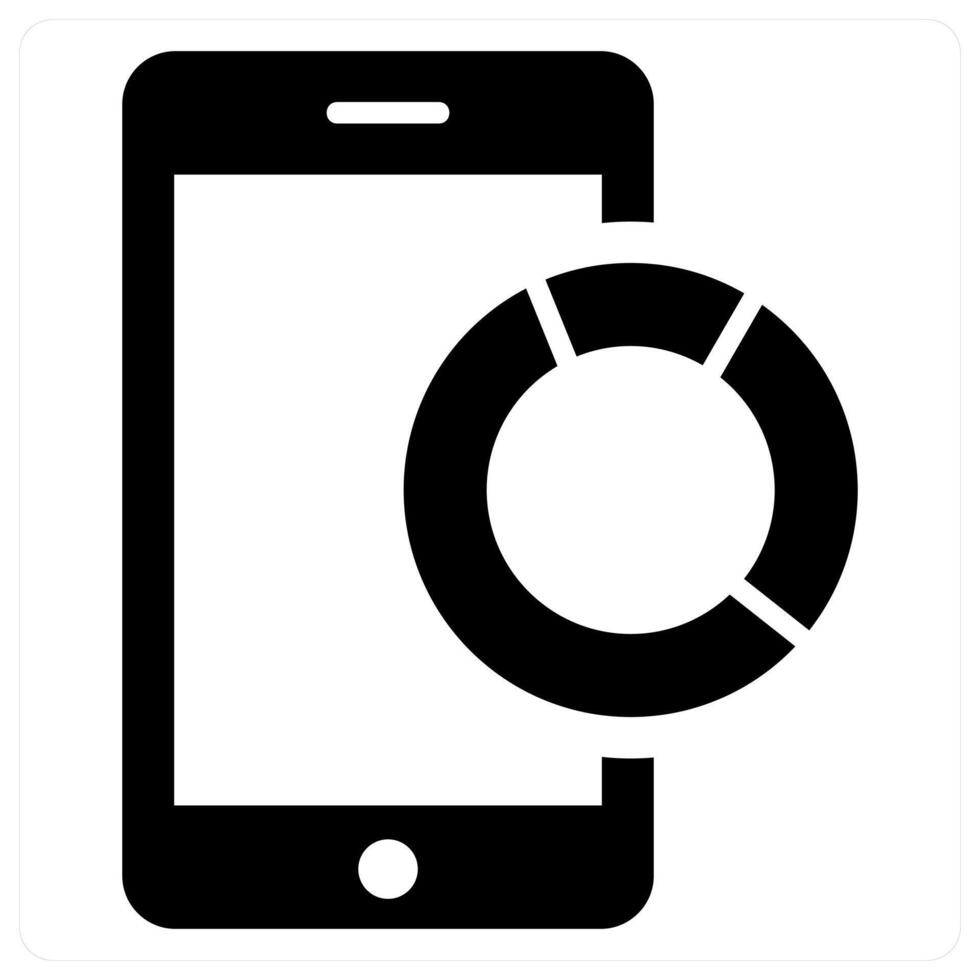 Mobile Graphical Report icon concept in black color vector