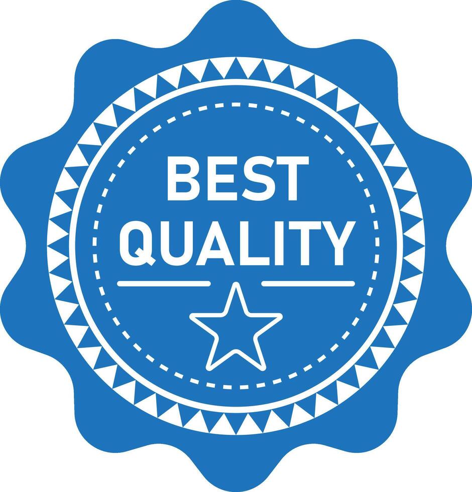 Premium Quality Badge, Blue badge indicating best quality with a star emblem. vector
