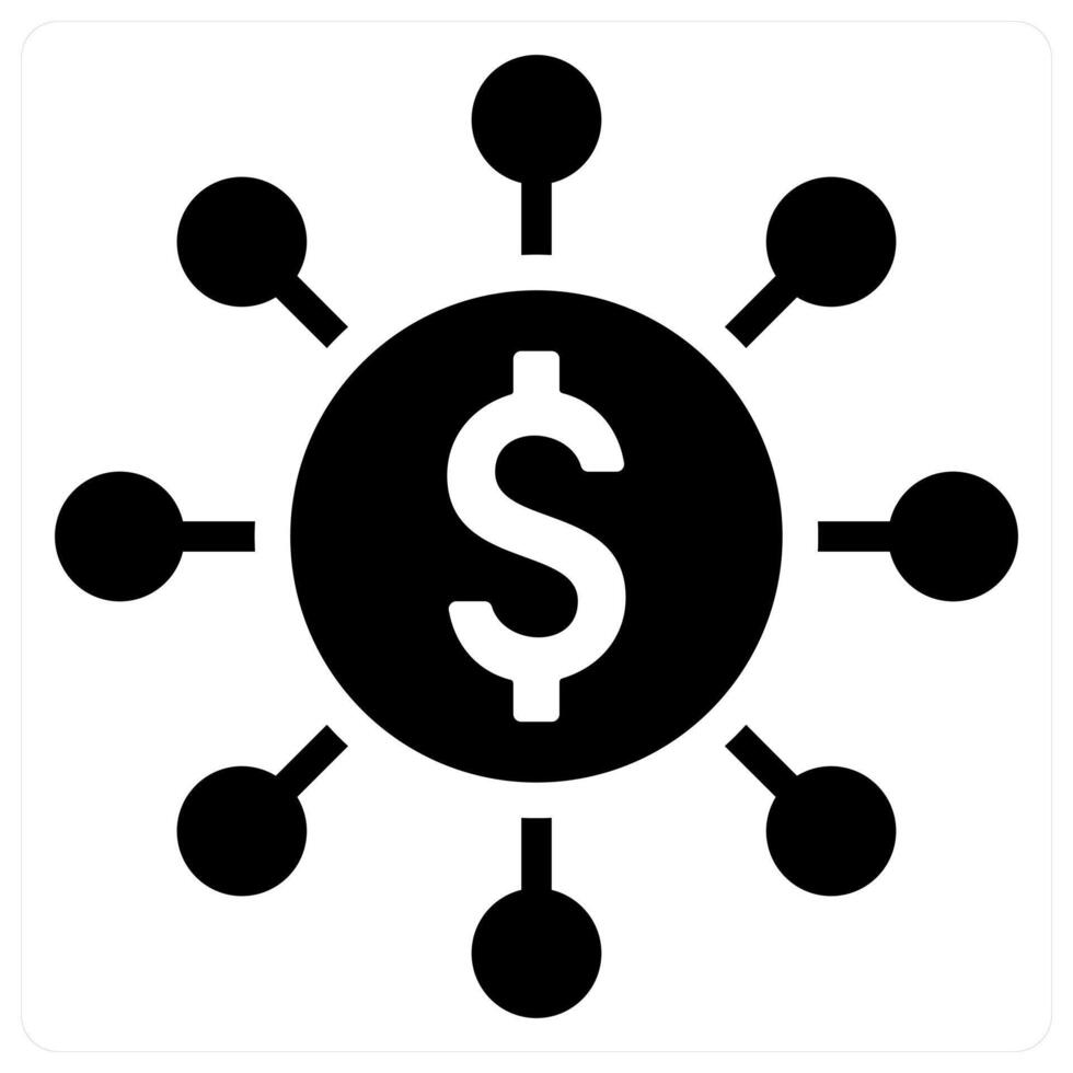 Money Allocation icon concept in black color vector