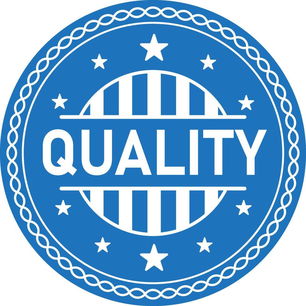 Premium Quality Badge, Quality assurance badge design in blue and white colors. vector