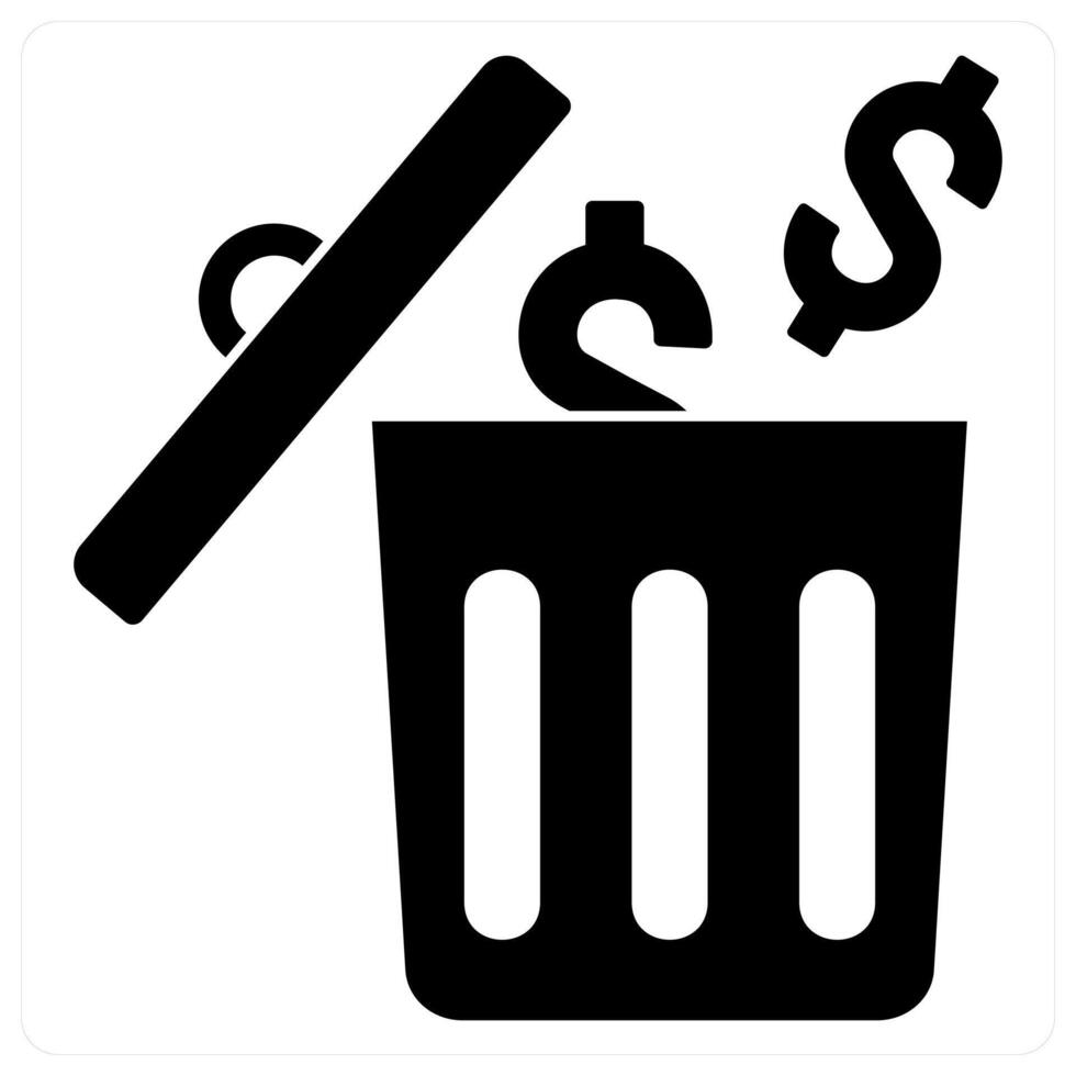 Money Waste icon concept in black color vector