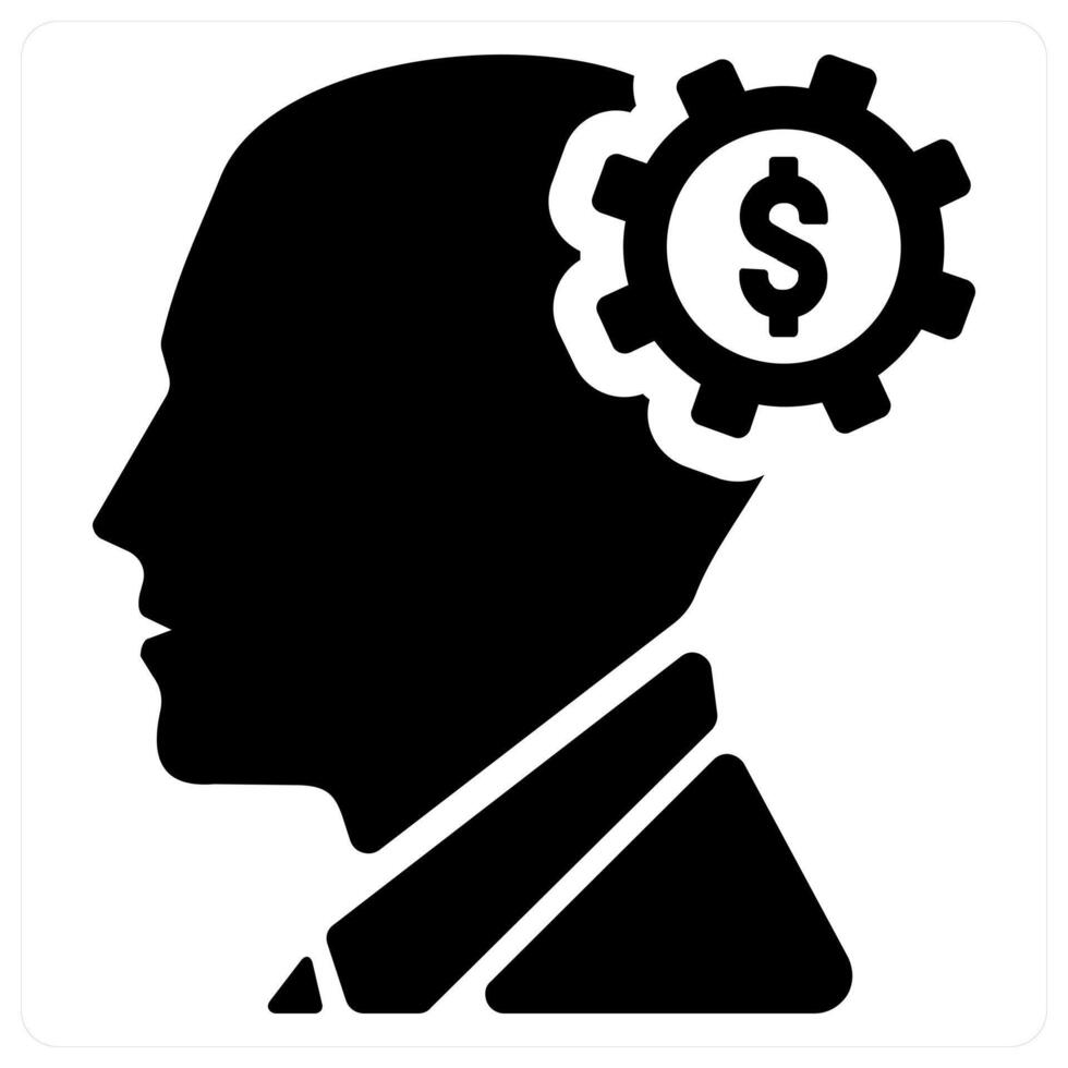 Money Mind icon concept in black color vector